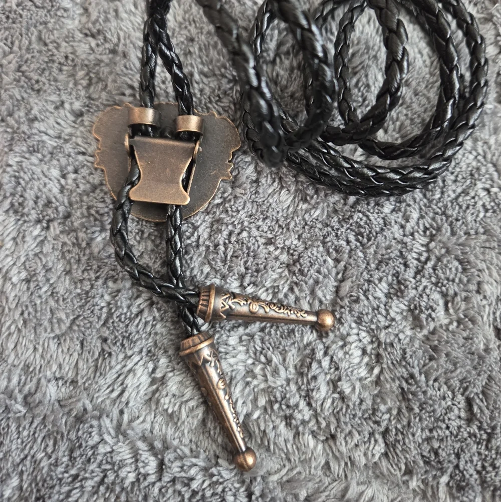 Western Biker Copper Skull Bolo Tie Necklace Gift Jewelry Accessories Grunge